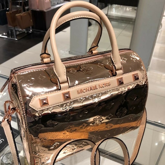 NWT MICHAEL KORS METALLIC DUFFLE HANDBAG CROSSBODY - Picture 2 of 8